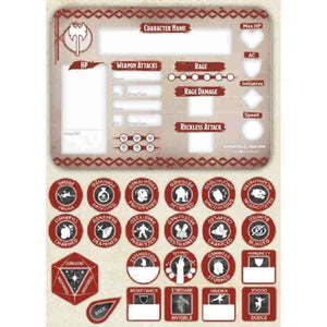 D&D TOKEN SET: BARBARIAN PLAYER BOARD AND 22 TOKENS
