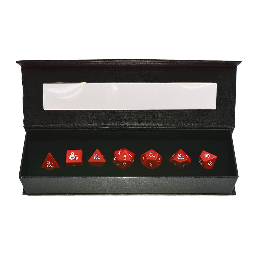 ULTRA PRO: DUNGEONS AND DRAGONS: HEAVY METAL DICE: RED AND WHITE RPG SET